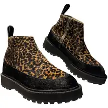 Kith x Diemme Everest Leopard Pony Hair Paderno Zip Boots black & brown  Size 8