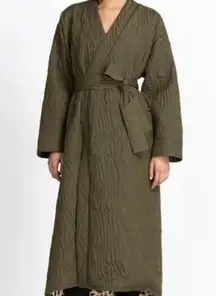 NWT Johnny Was Calme Ava Quilted Robe Coat Size Medium in Olive Green