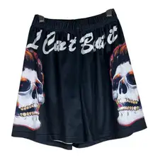 Blush Mark Skull Flame Shorts Womens S Black Gothic Punk Streetwear Alternative