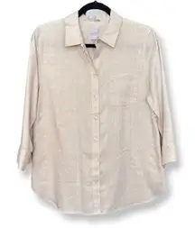 Chico’s Gold Thread Linen Button Down Blouse