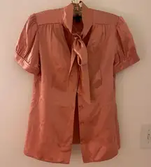 INC 100% silk pink button up blouse size 8