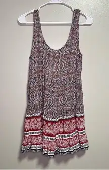 Sun & Shadow Black & Red Scoop Neck Flowy Long Tank Sleeveless XS Low Back Boho