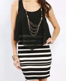 🪩 Striped Body-con Dress w/ chiffon top🪩 ~large