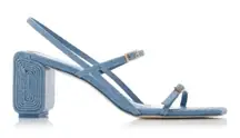 Cult Gaia Maeve Sandal Size 8.5 Dusty Blue Croc Block Heel