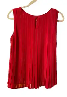 ZARA RED PLEATED SLEEVELESS BLOUSE