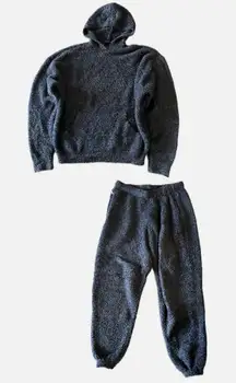 Skims women’s Fleece Hoodie and Jogger Set - Black XL