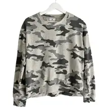 Women’s Camo Long Sleeve Crewneck Sweatshirt Grey Black Size XS 0-2