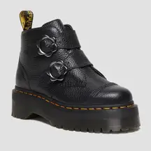 Dr. Martens Denon Flower Buckle Platform Boots Black Size 8