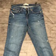 Zara blue skinny destroyed jeans