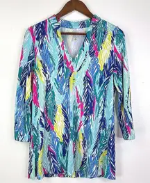 Lilly Pulitzer V-Neck Quarter Sleeve Tunic Shirt‎ Multicolor Size S