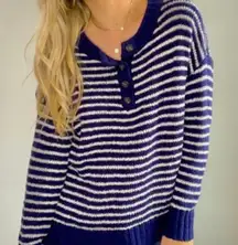 Outfitters Navy & White Striped Jegging Fit Coastal Sweater