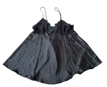 Inner Most Vintage 90s Black Goth Witchy Lace Beaded Lingerie Mini Slip Dress