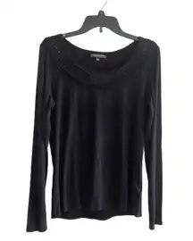 Adrienne Vittadini embellished swoop neck top