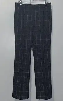 Kasper NWT  Windowpane Trousers Slacks Dress Pants Lined Size 8 Charcoal Gray