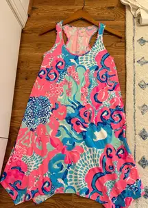 Lilly Pulitzer Melle Trapeze Dress XS Coral Reef I'm So Jelly with stains