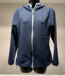 REI Co-op Women’s Full Zip Hooded Jacket Small Blue Stretch Fleece Activewear