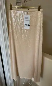 GORGEOUS ZARA Limited Edition Women's Sequin Beige Skirt