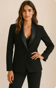 Vintage Oscar de la Renta Tuxedo Blazer Satin Shawl Collar XS