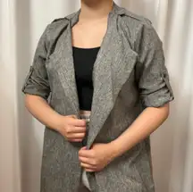 NWOT Gray Business Casual Open Front Lightweight Waterfall Cardigan Blazer