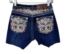 Westfield Eagle Cut Off Denim Jean Shorts Size 3 Embroidered Y2K Rhinestones