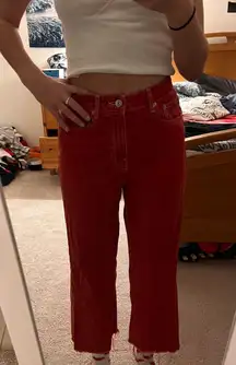 red  jeans