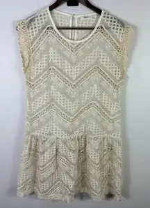 Glam Dress Small Ivory Lace‎ Sleeveless Crochet Lace Cottagecore Romantic Indie