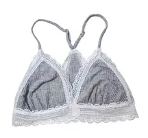 Jasmine & Ginger grey lacey racerback bralette size medium