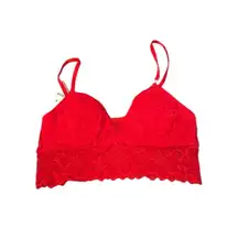 Aerie Red‎ Lace Sleeveless Pullover Padded Bralette Sz M NEW