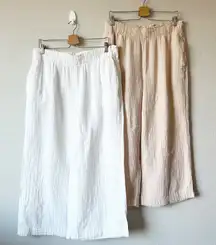GAP Womens Bundle Lot (2) 100% Gauzy Cotton Beachy Wide Leg Pants Size XL
