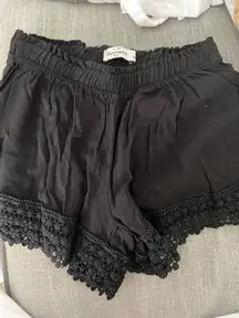 Black Shorts W Lace Trim