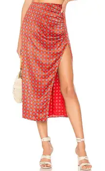 House of Harlow 1960 x REVOLVE Elin High Waist Red Geo Print Midi Skirt
S