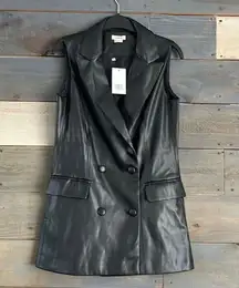 NWT  Faux Leather Double Breast Vest XS MSRP $268