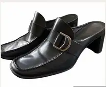 Franco Sarto Arctic Leather black heels Mules size 8.5