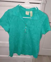 Green Jacquard Tropical Polo