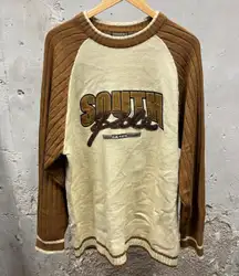 South Pole Vintage Y2K Brown Embroidered Ribbed Knit Oversized Sweater Large L