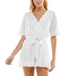 Altar’d State White Short‎ Wrap Top Romper Size M