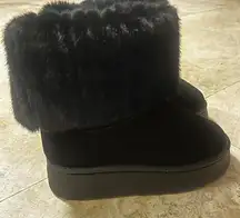 Elegant Black Faux Fur Women's Winter Boots