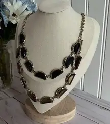 Double Crescent Black & Gold  Necklace