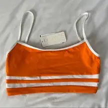 NWT L*SPACE Orange and White Stripe Bikini Top  Small