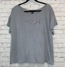 🎓VS Gray Pajama Tee Shirt with Silver Sequins Angel