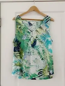 J. Jill Love Linen Tropical Palm Print Tank Top