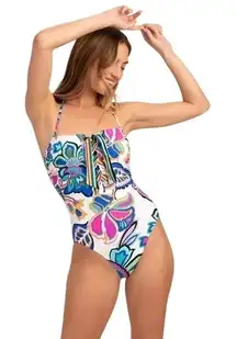 Trina Turk Mandalay‎ Printed Bandeau One Piece Swimsuit Size 12
