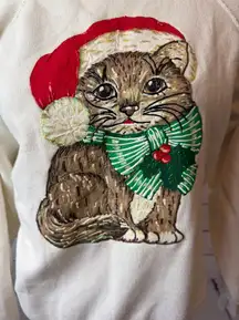 Ugly Christmas Sweater Medium Painted Cats Cat Lady Pullover Sweatshirt Vintage