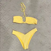 Abercrombie & fitch yellow towel terry cloth bikini size M L