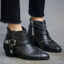 NIB Anine Bing Bianca Motorcycle Ankle Boot Black Silver  US 8 EU 38