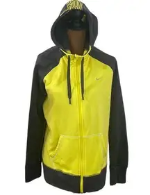 Nike Just Do It spell out therma-fit zip athletic hoodie yellow and gray size XL