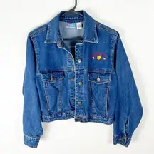 DISNEY Winnie The Pooh Vintage Blue Denim Graphic Jean Jacket, Size Medium