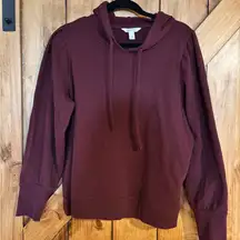 Nine West Women’s Sweatshirt XXL Burgundy Hoodie Puff Sleeve