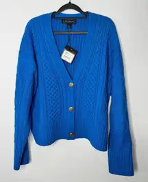 St. John wool & cashmere blend blue cardigan sweater size medium