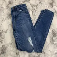 American Eagle Super Hi-Rise Curvy Jegging Distressed dark denim Jeans size 2